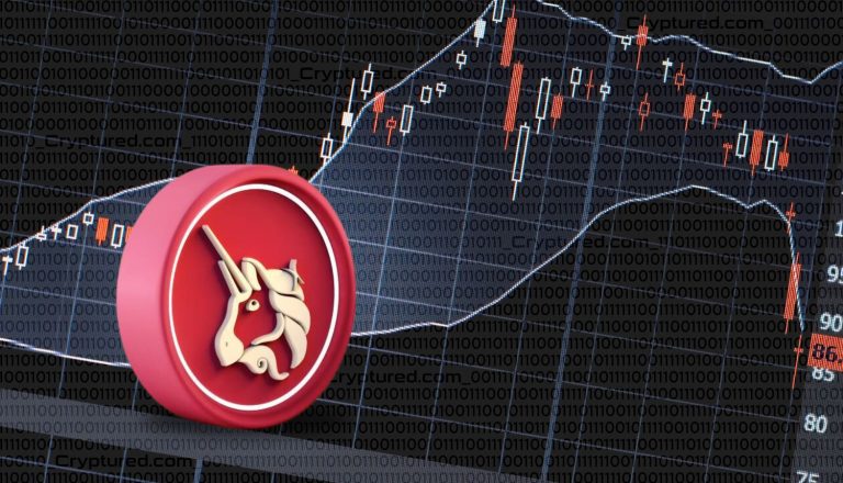 Uniswap token price dips following launch of fee rewards program.