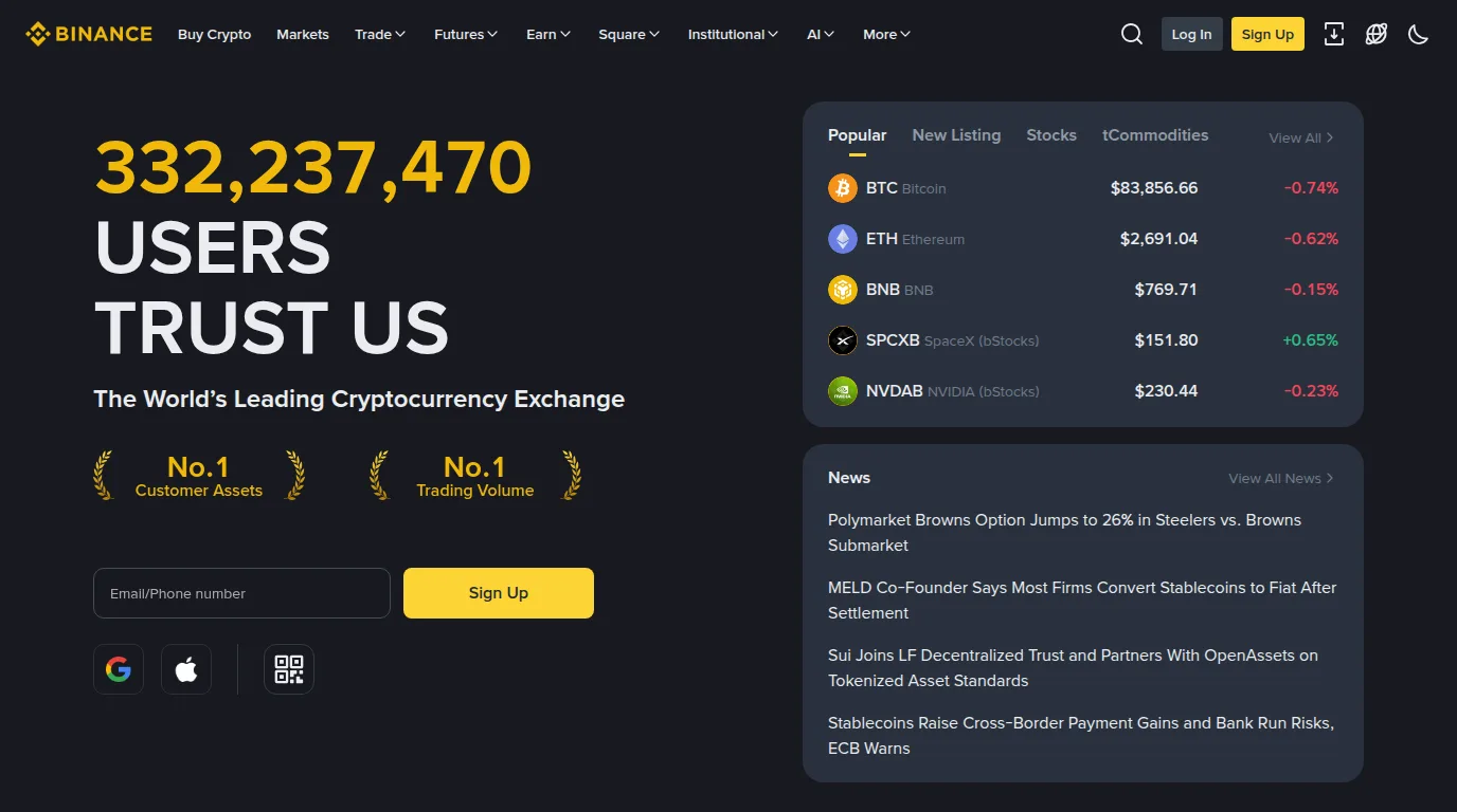 Binance website